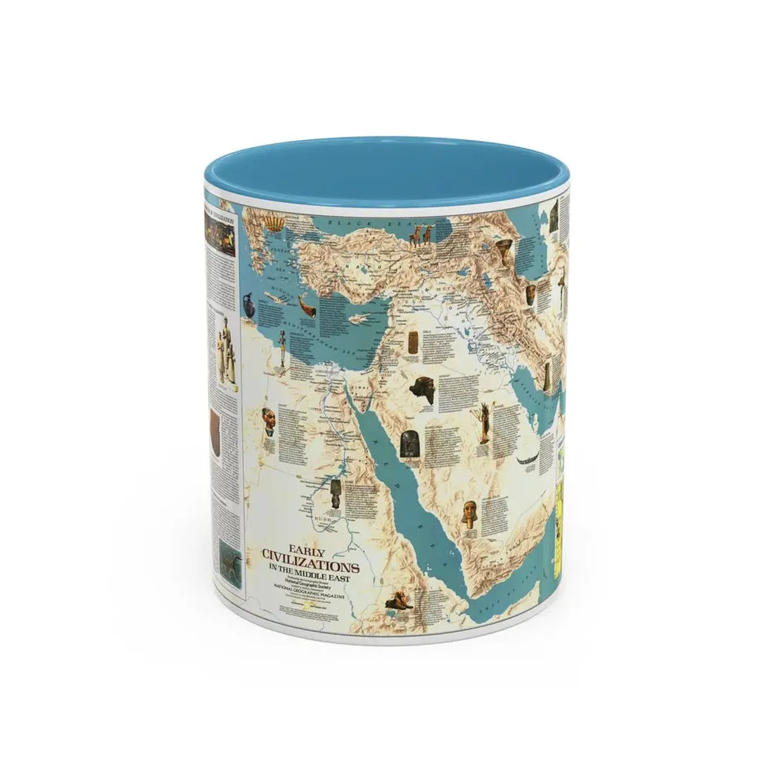 Middle East - Early Civilizations (1978) (Map) Accent Coffee Mug 11oz Light Blue - Go Mug Yourself