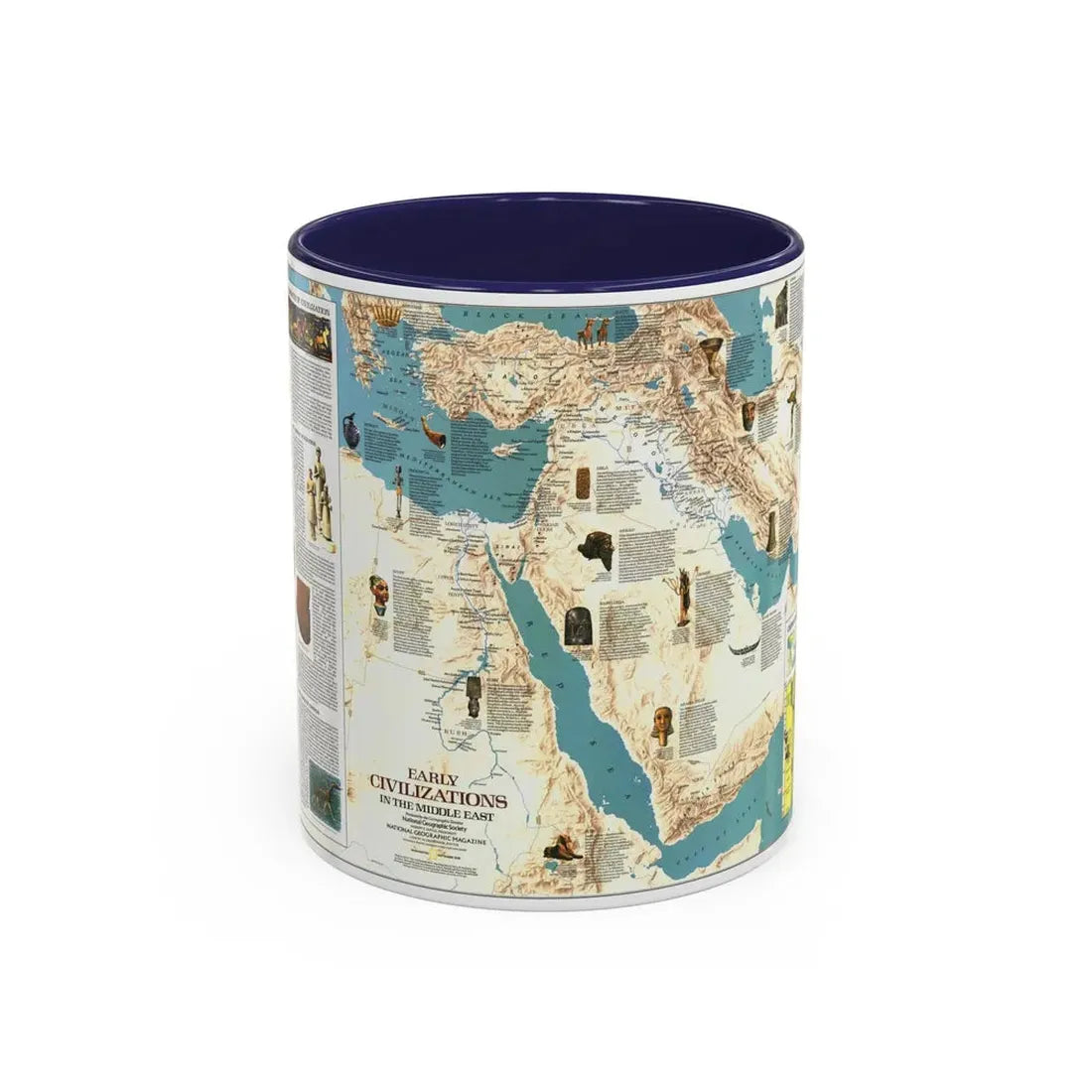 Middle East - Early Civilizations (1978) (Map) Accent Coffee Mug 11oz Navy - Go Mug Yourself