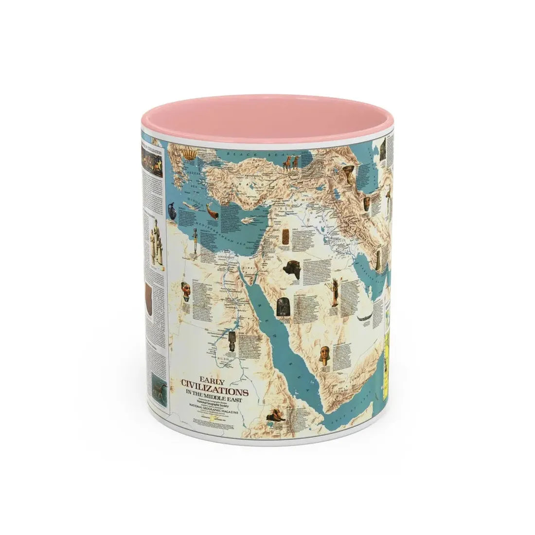 Middle East - Early Civilizations (1978) (Map) Accent Coffee Mug 11oz Pink - Go Mug Yourself