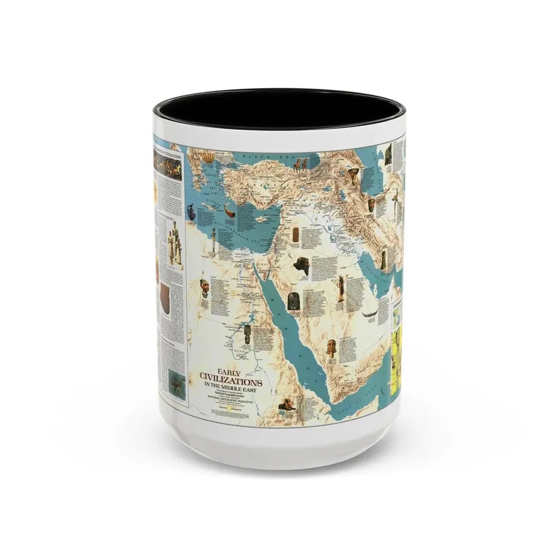 Middle East - Early Civilizations (1978) (Map) Accent Coffee Mug 15oz Black - Go Mug Yourself