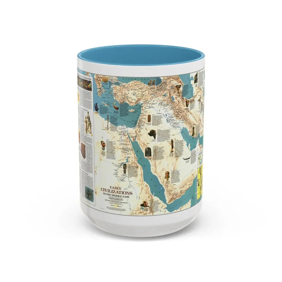 Middle East - Early Civilizations (1978) (Map) Accent Coffee Mug 15oz Light Blue - Go Mug Yourself