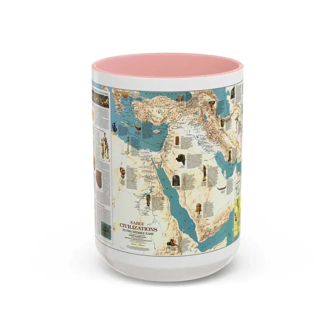Middle East - Early Civilizations (1978) (Map) Accent Coffee Mug 15oz Pink - Go Mug Yourself