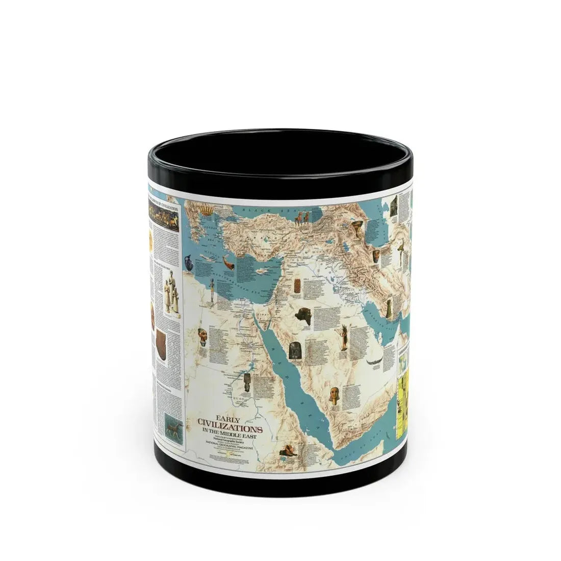 Middle East - Early Civilizations (1978) (Map) Black Coffee Mug 11oz - Go Mug Yourself