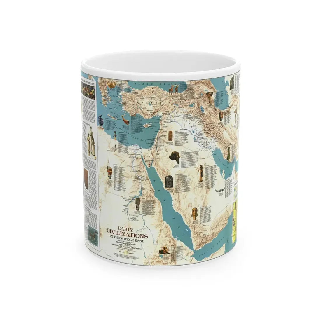 Middle East - Early Civilizations (1978) (Map) White Coffee Mug 11oz - Go Mug Yourself