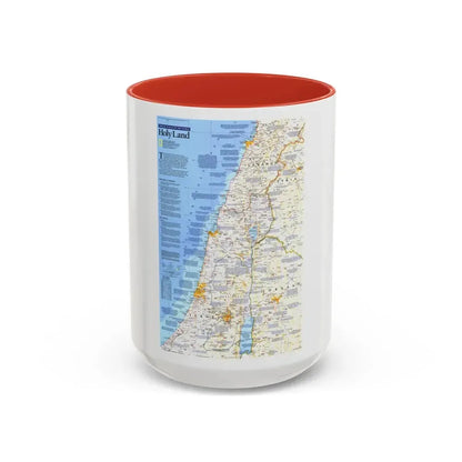 Middle East - Holy Land 1 (1989) (Map) Accent Coffee Mug 15oz Red - Go Mug Yourself