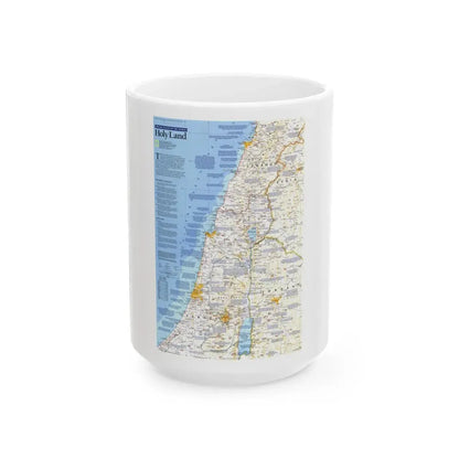 Middle East - Holy Land 1 (1989) (Map) White Coffee Mug 15oz - Go Mug Yourself