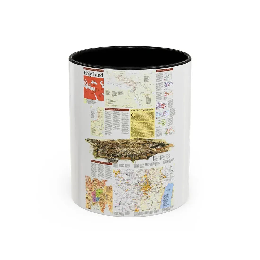 Middle East - Holy Land 2 (1989) (Map) Accent Coffee Mug 11oz Black - Go Mug Yourself