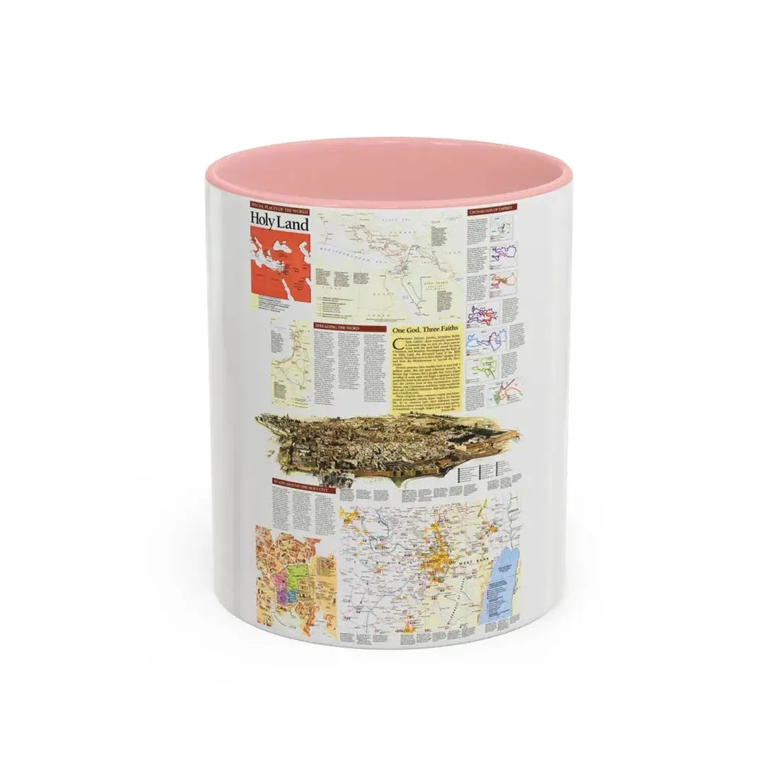 Middle East - Holy Land 2 (1989) (Map) Accent Coffee Mug 11oz Pink - Go Mug Yourself