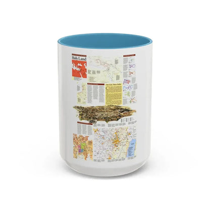 Middle East - Holy Land 2 (1989) (Map) Accent Coffee Mug 15oz Light Blue - Go Mug Yourself