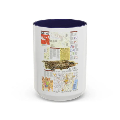 Middle East - Holy Land 2 (1989) (Map) Accent Coffee Mug 15oz Navy - Go Mug Yourself