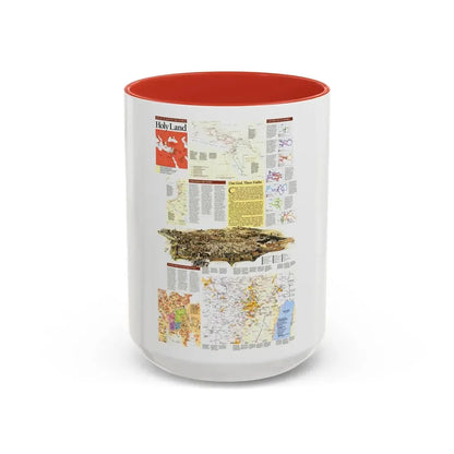 Middle East - Holy Land 2 (1989) (Map) Accent Coffee Mug 15oz Red - Go Mug Yourself