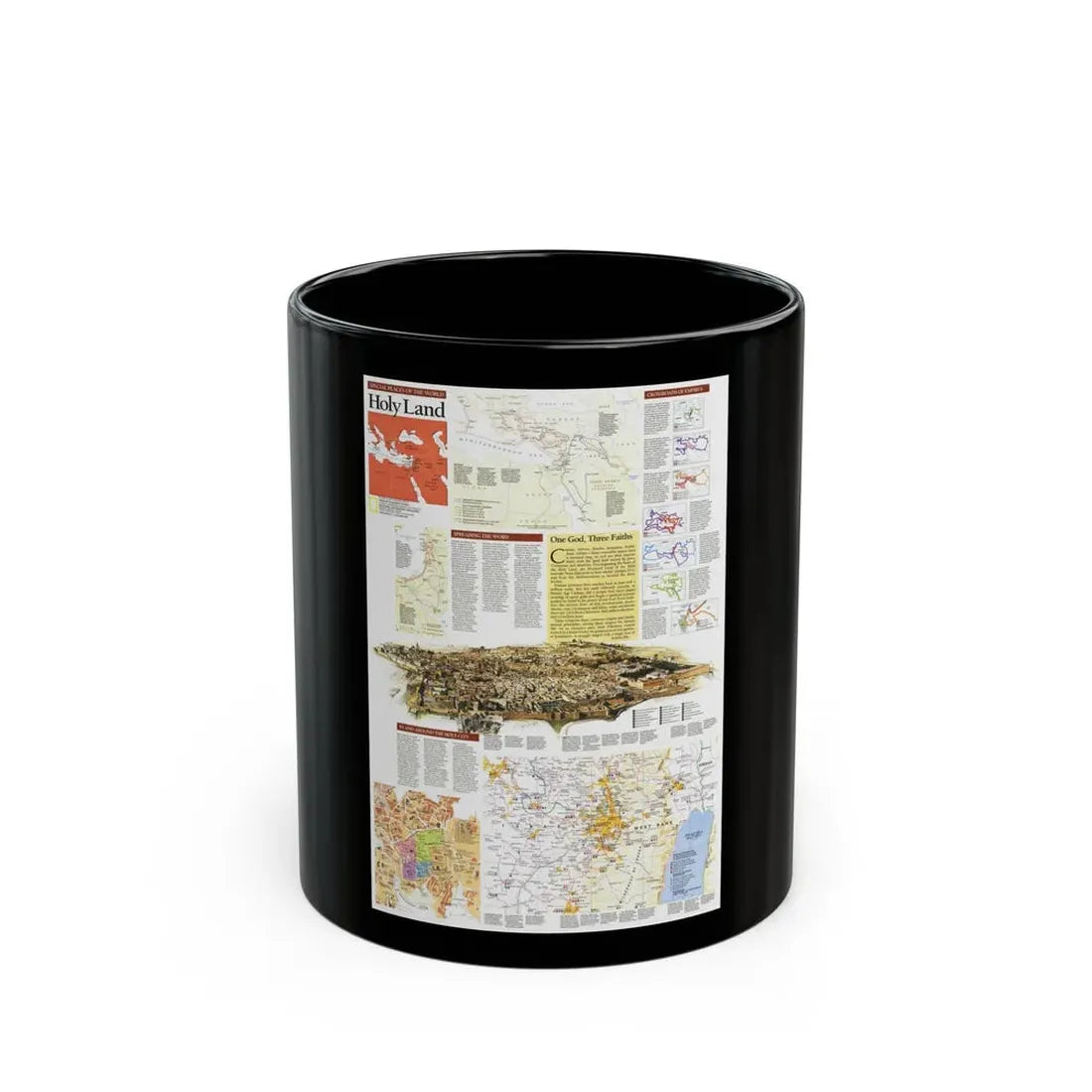 Middle East - Holy Land 2 (1989) (Map) Black Coffee Mug 11oz - Go Mug Yourself