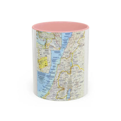 Middle East - Holy Land Today (1963) (Map) Accent Coffee Mug 11oz Pink - Go Mug Yourself