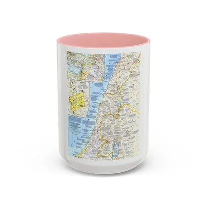 Middle East - Holy Land Today (1963) (Map) Accent Coffee Mug 15oz Pink - Go Mug Yourself