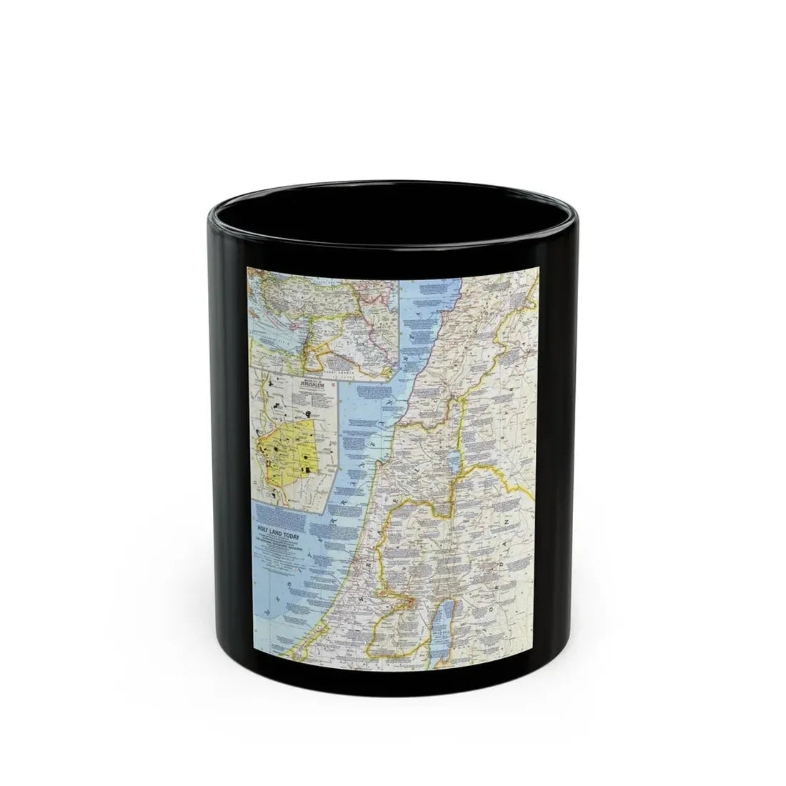 Middle East - Holy Land Today (1963) (Map) Black Coffee Mug 11oz - Go Mug Yourself