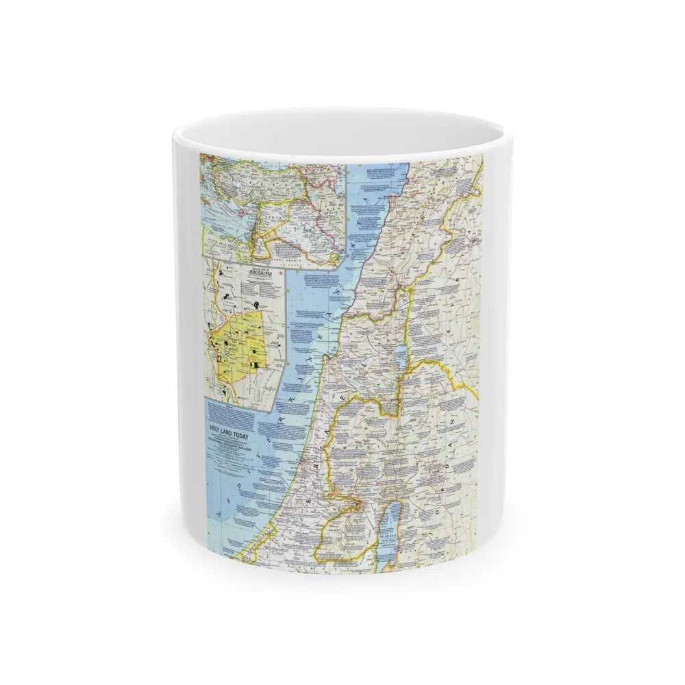 Middle East - Holy Land Today (1963) (Map) White Coffee Mug-11oz-Go Mug Yourself