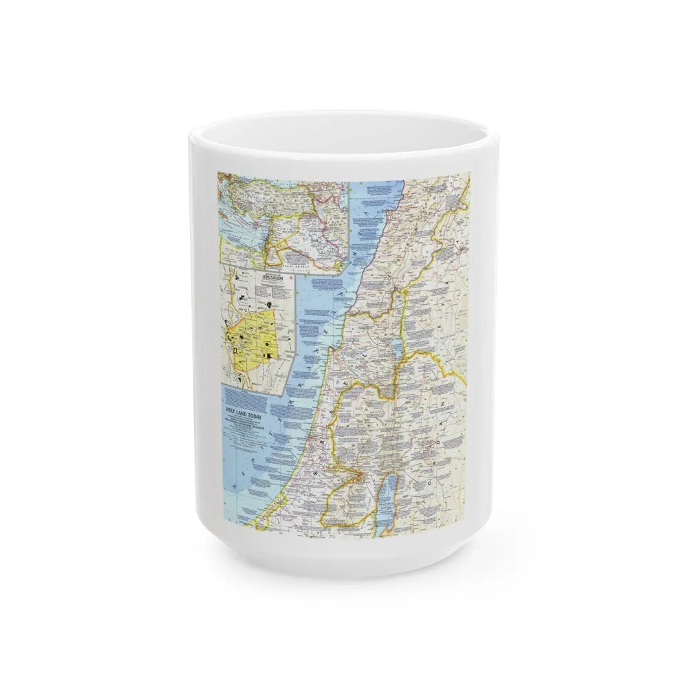 Middle East - Holy Land Today (1963) (Map) White Coffee Mug-15oz-Go Mug Yourself