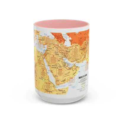Middle East in Turmoil (1980) (Map) Accent Coffee Mug 15oz Pink - Go Mug Yourself