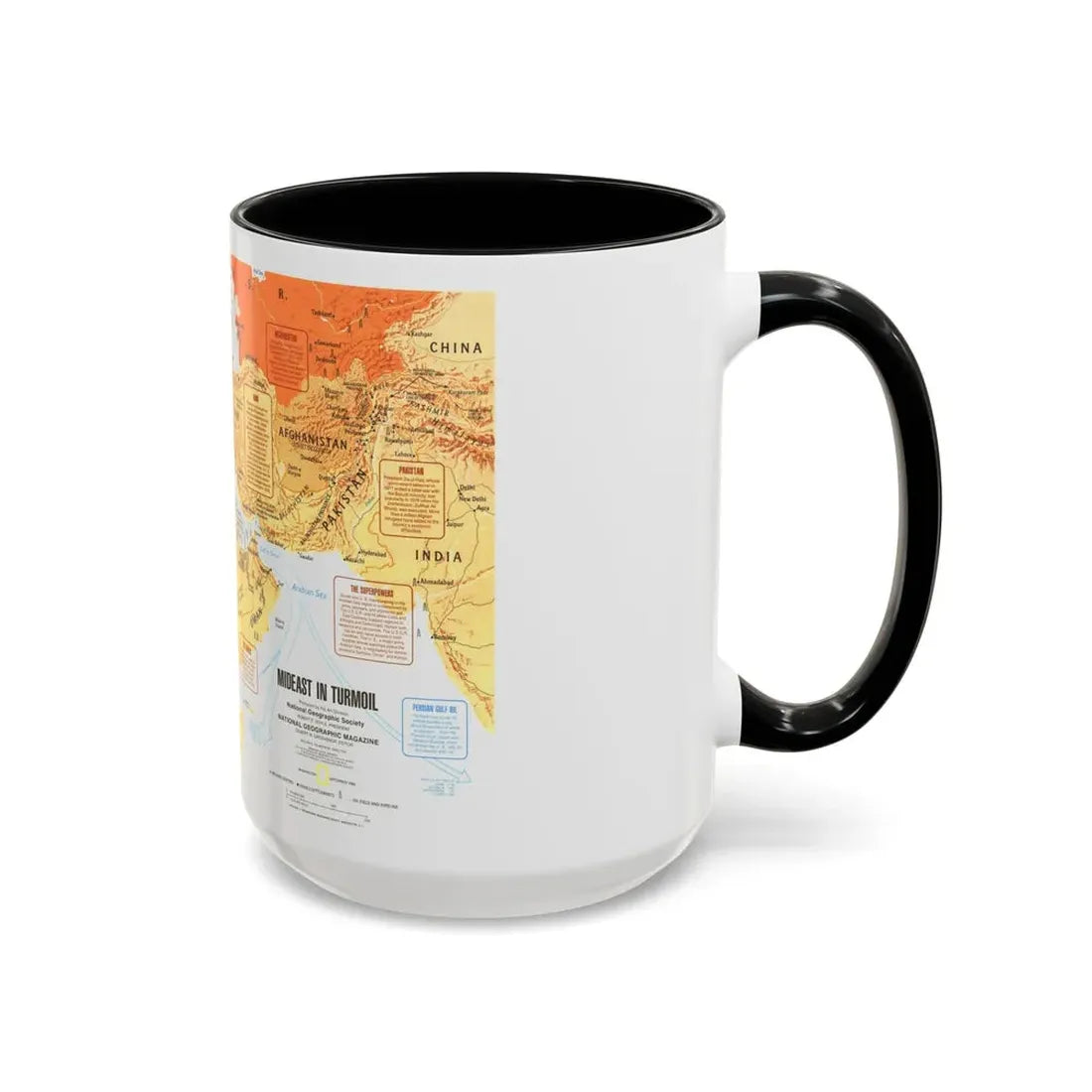 Middle East in Turmoil (1980) (Map) Accent Coffee Mug - Go Mug Yourself