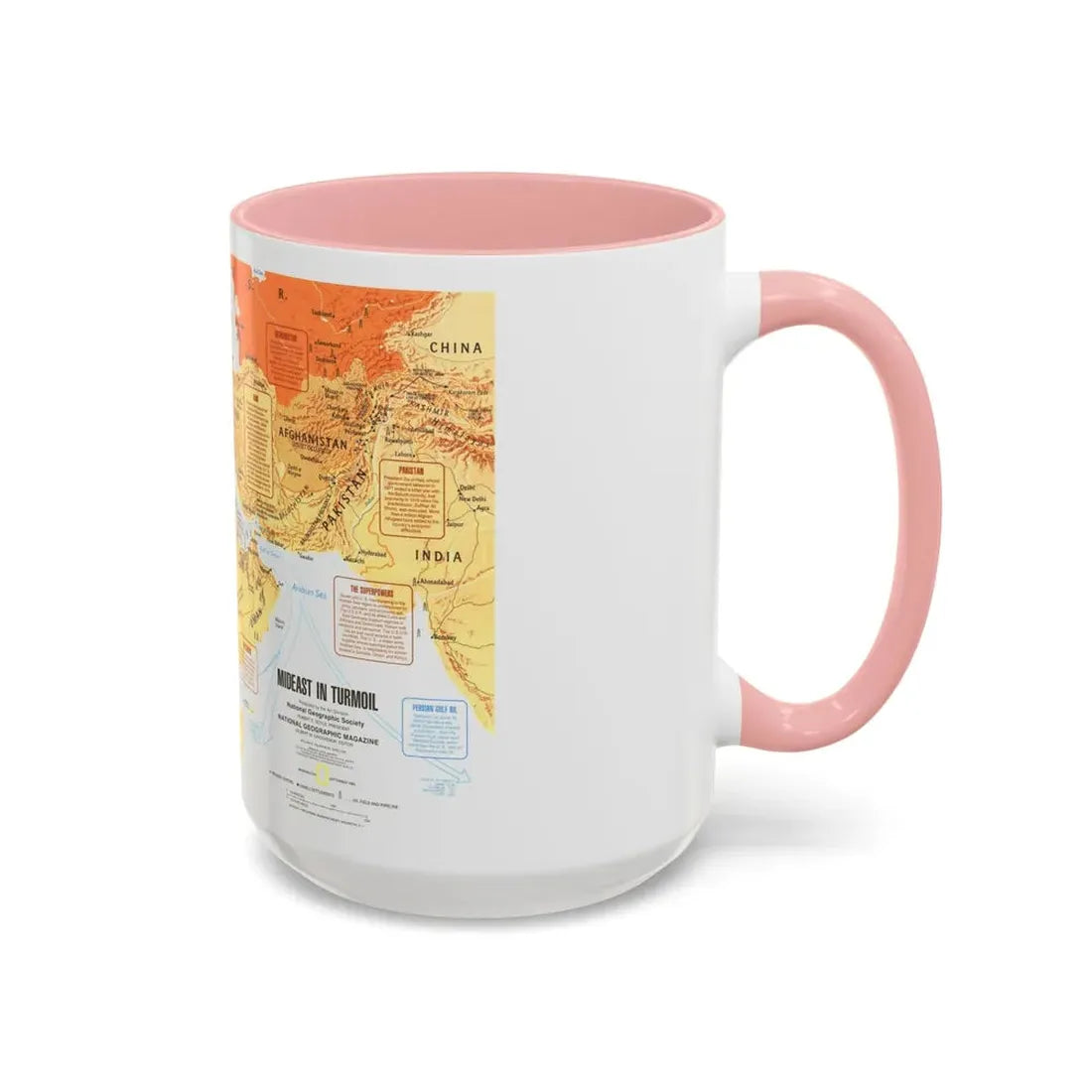 Middle East in Turmoil (1980) (Map) Accent Coffee Mug - Go Mug Yourself