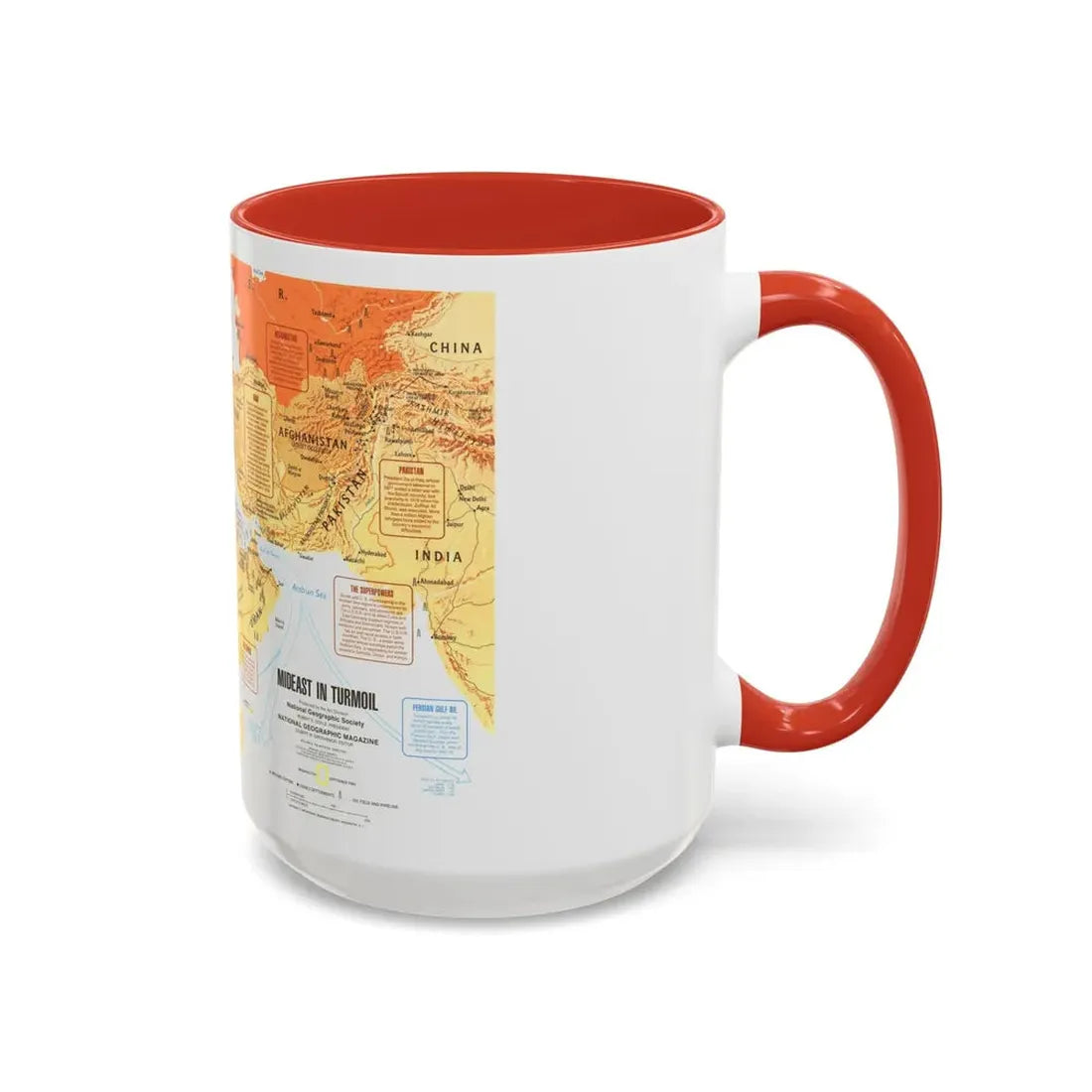 Middle East in Turmoil (1980) (Map) Accent Coffee Mug - Go Mug Yourself