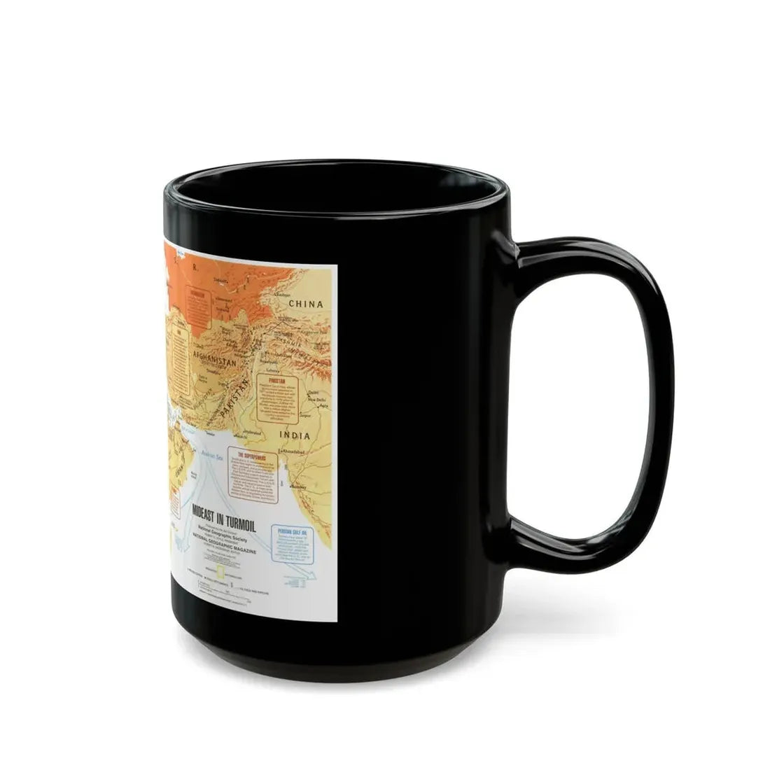 Middle East in Turmoil (1980) (Map) Black Coffee Mug - Go Mug Yourself
