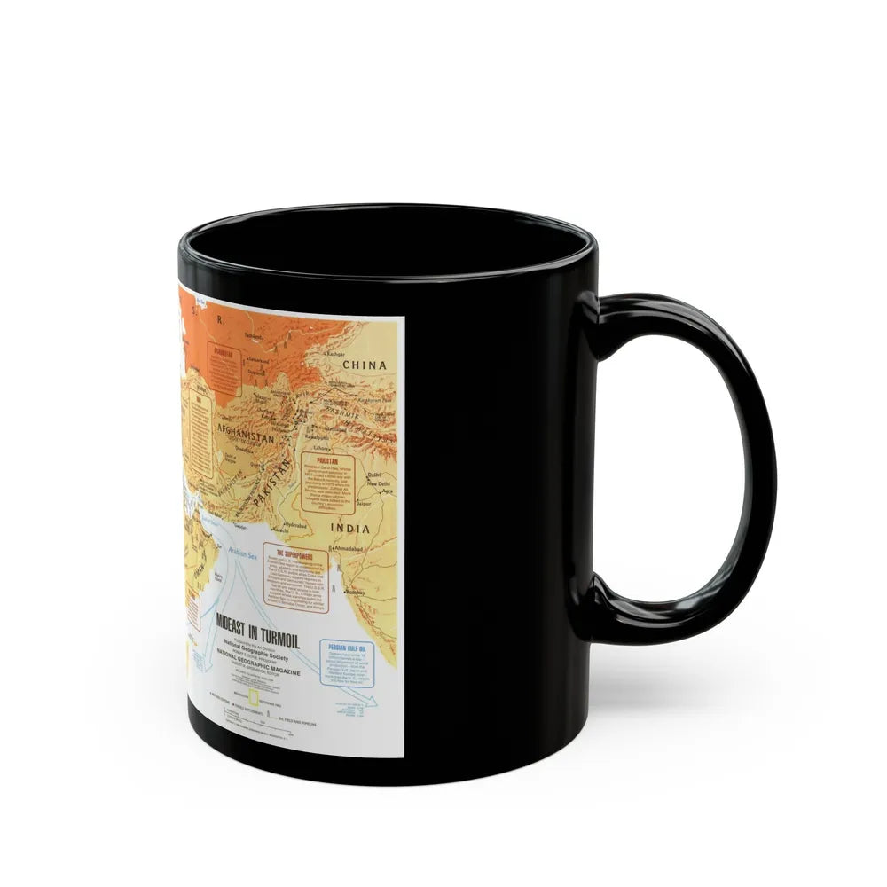 Middle East in Turmoil (1980) (Map) Black Coffee Mug-Go Mug Yourself