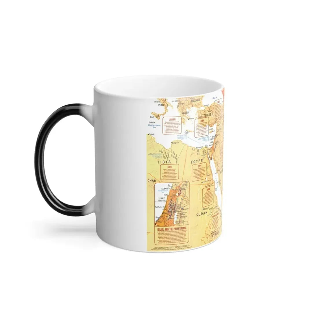 Middle East in Turmoil (1980) (Map) Color Changing Mug 11oz - Go Mug Yourself