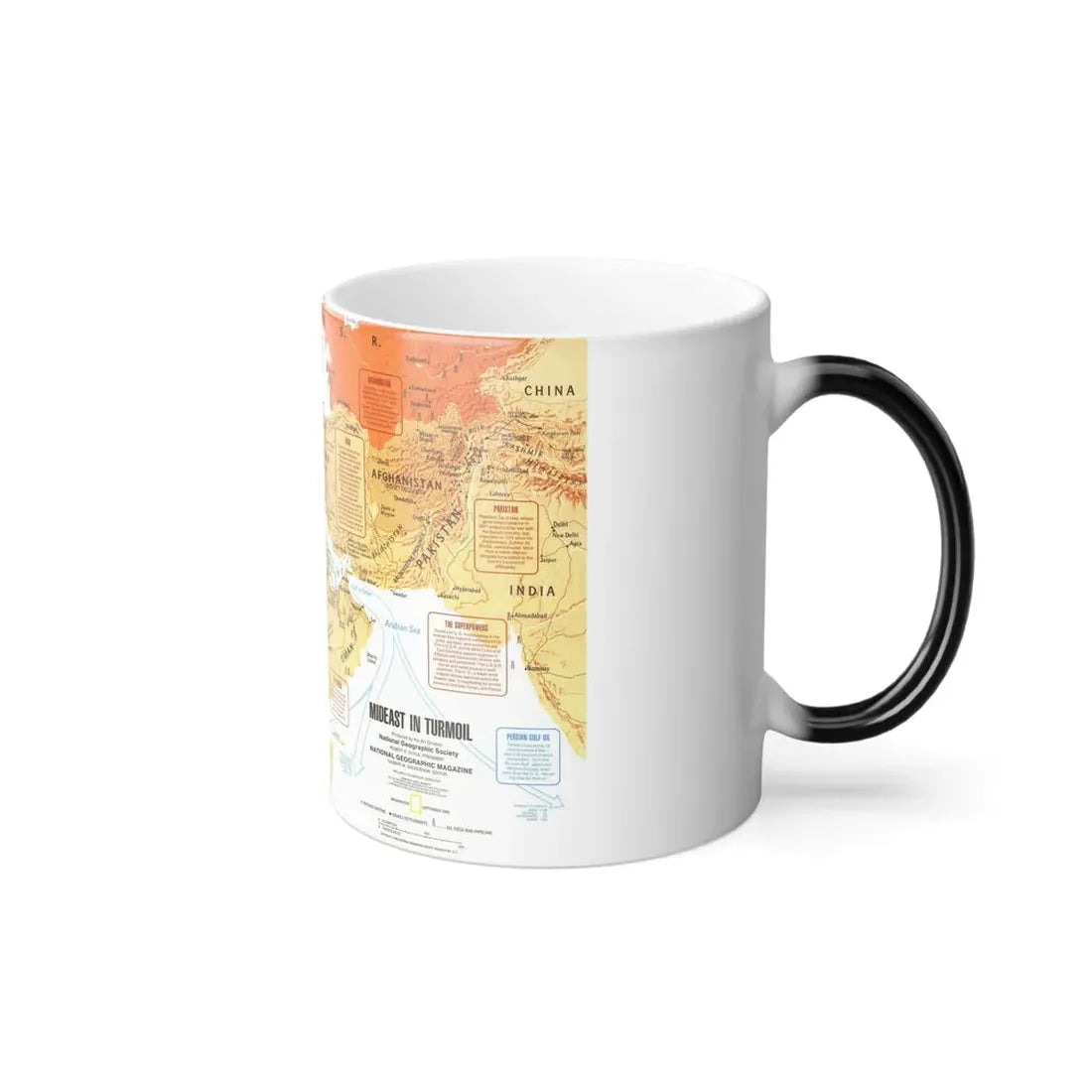 Middle East in Turmoil (1980) (Map) Color Changing Mug 11oz - Go Mug Yourself