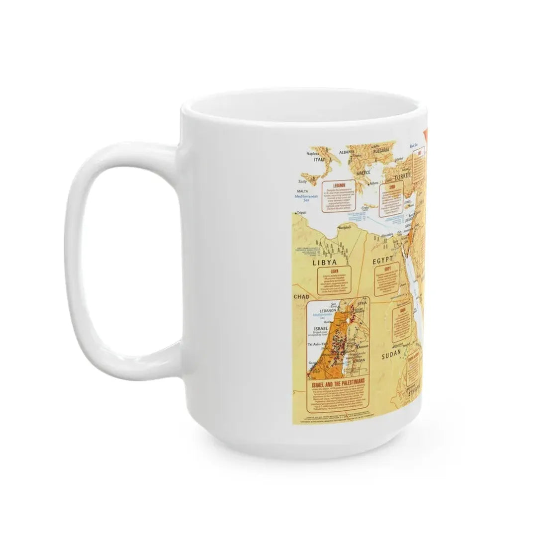 Middle East in Turmoil (1980) (Map) White Coffee Mug - Go Mug Yourself