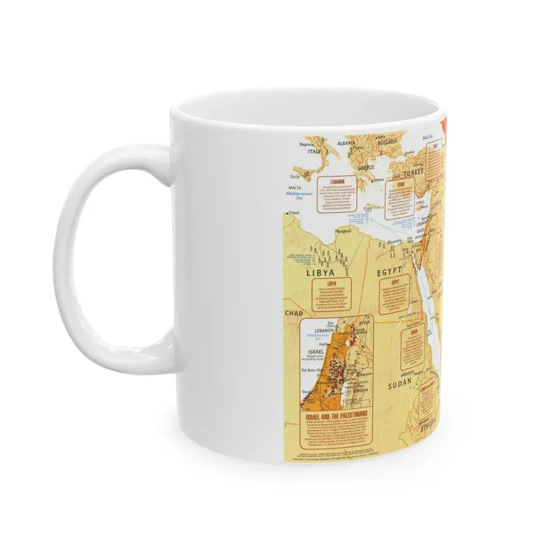 Middle East in Turmoil (1980) (Map) White Coffee Mug - Go Mug Yourself