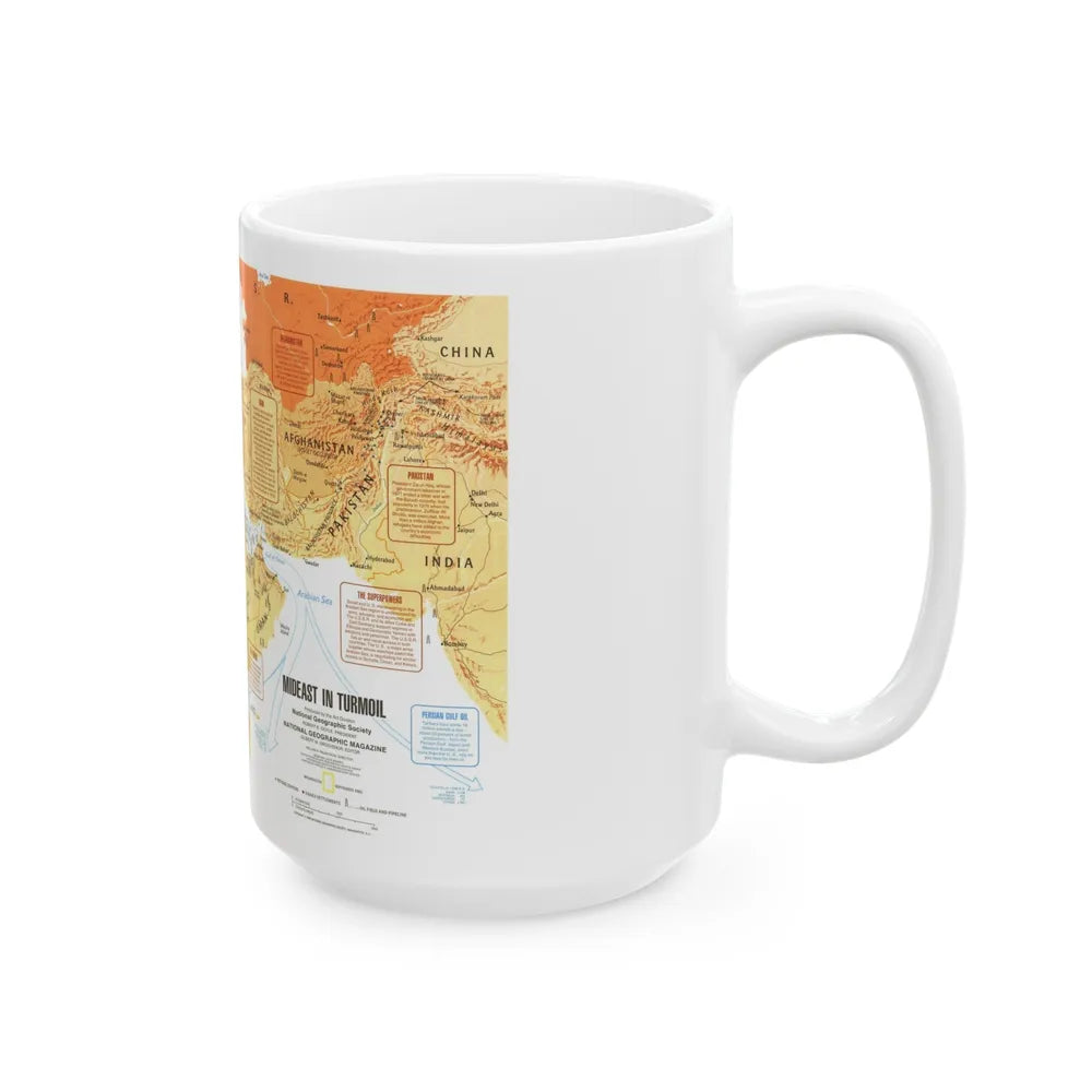 Middle East in Turmoil (1980) (Map) White Coffee Mug-Go Mug Yourself