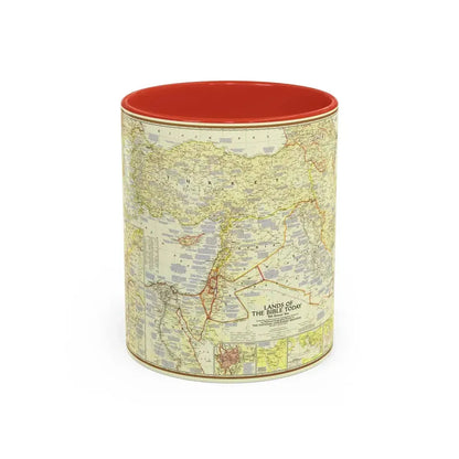 Middle East - Lands of the Bible Today (1956) (Map) Accent Coffee Mug 11oz Red - Go Mug Yourself