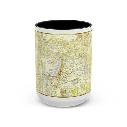 Middle East - Lands of the Bible Today (1956) (Map) Accent Coffee Mug 15oz Black - Go Mug Yourself