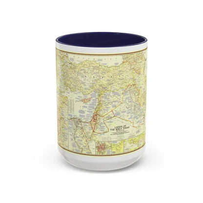 Middle East - Lands of the Bible Today (1956) (Map) Accent Coffee Mug 15oz Navy - Go Mug Yourself