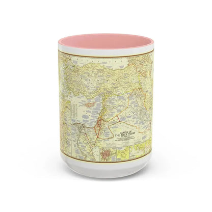 Middle East - Lands of the Bible Today (1956) (Map) Accent Coffee Mug 15oz Pink - Go Mug Yourself