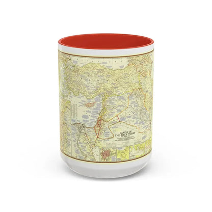 Middle East - Lands of the Bible Today (1956) (Map) Accent Coffee Mug 15oz Red - Go Mug Yourself