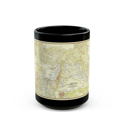 Middle East - Lands of the Bible Today (1956) (Map) Black Coffee Mug 15oz - Go Mug Yourself