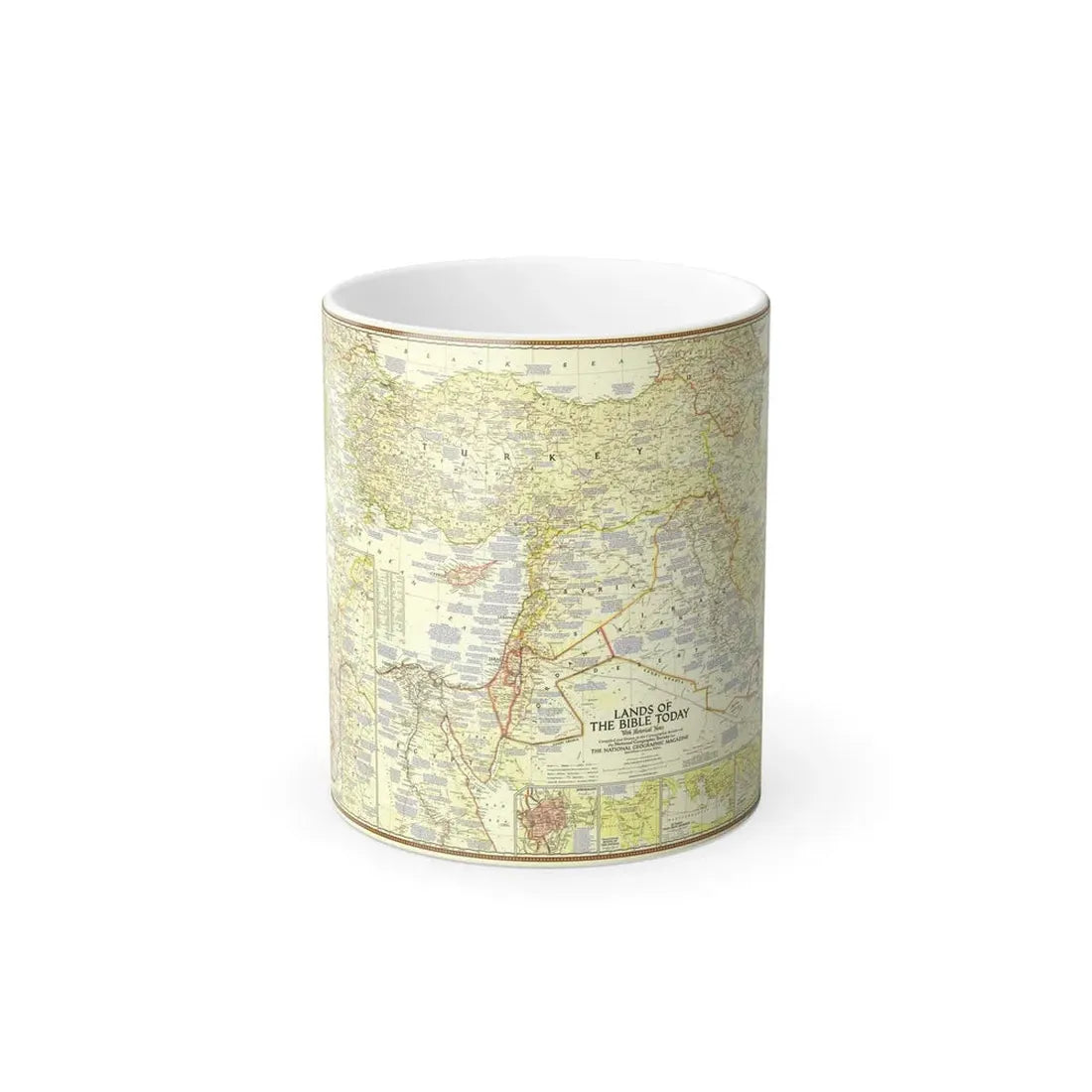 Middle East - Lands of the Bible Today (1956) (Map) Color Changing Mug 11oz Default Title - Go Mug Yourself
