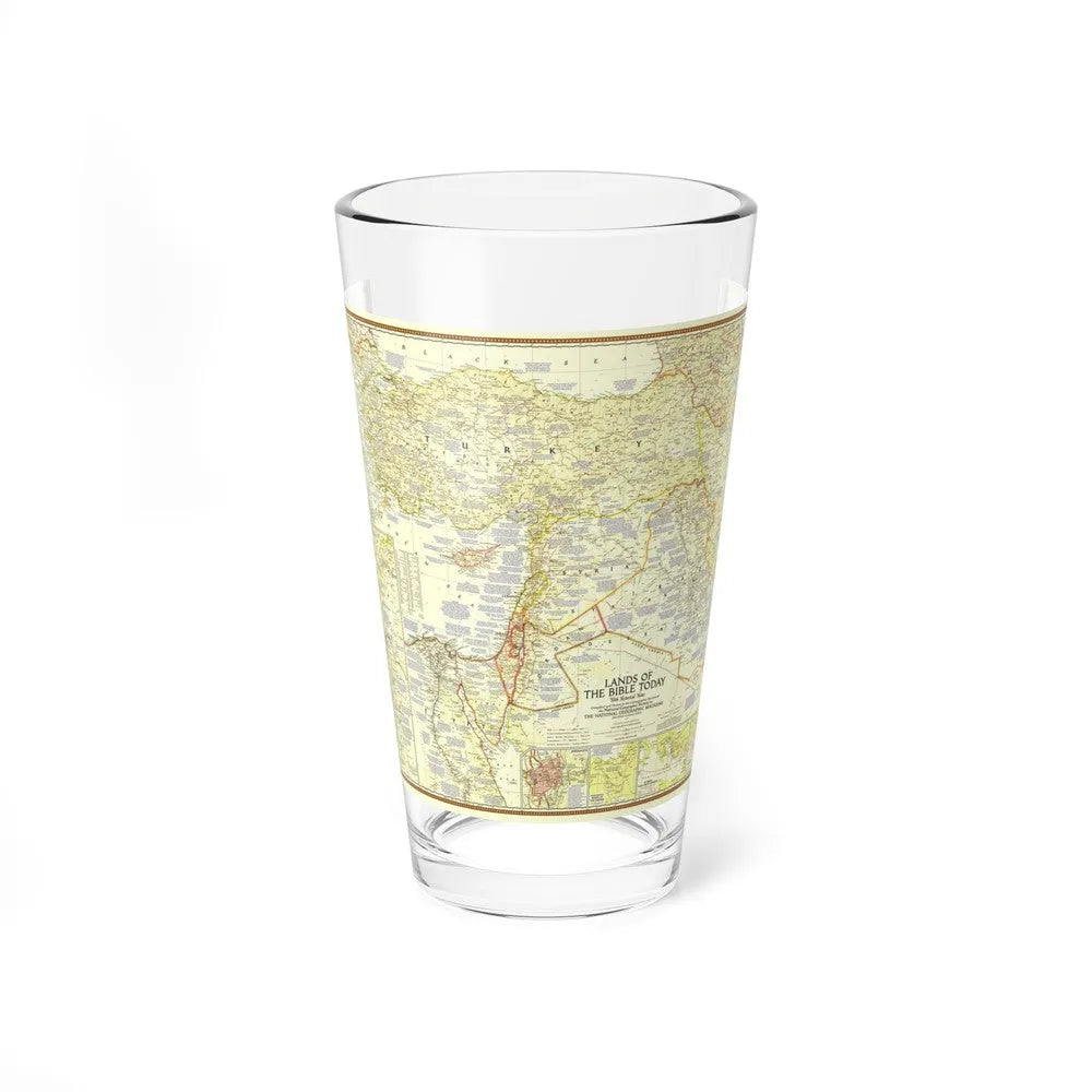 Middle East - Lands of the Bible Today (1956) (Map) Pint Glass 16oz-16oz-Go Mug Yourself