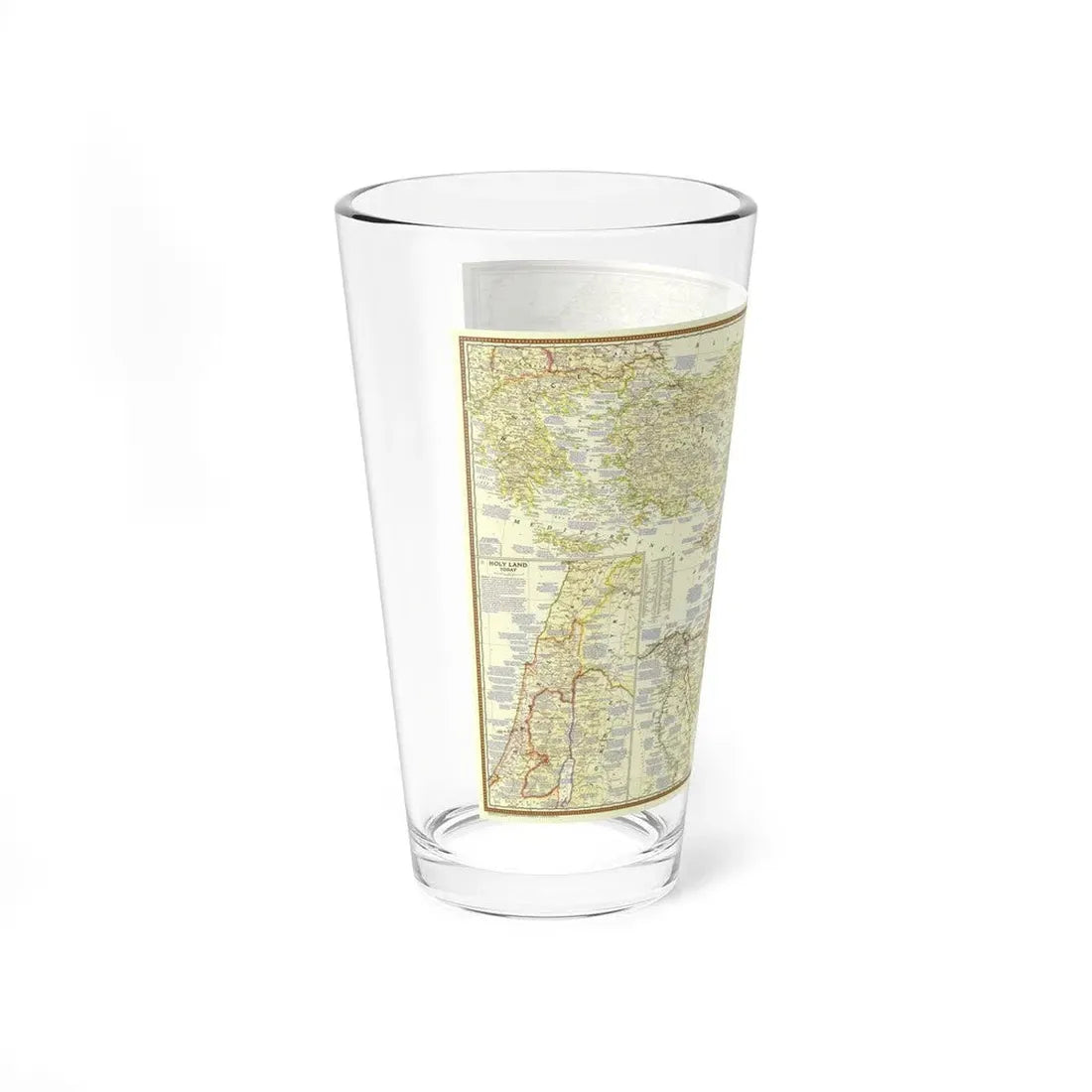 Middle East - Lands of the Bible Today (1956) (Map) Pint Glass 16oz - Go Mug Yourself