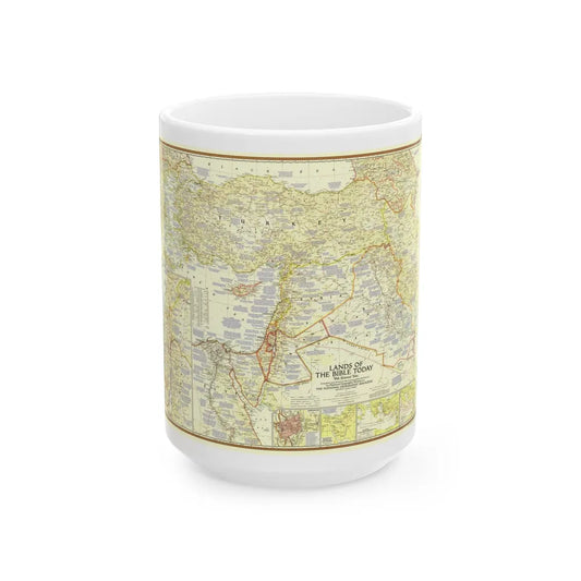 Middle East - Lands of the Bible Today (1956) (Map) White Coffee Mug-15oz-Go Mug Yourself