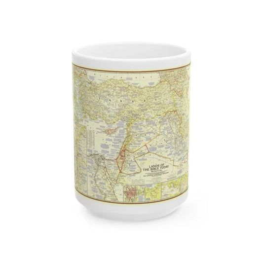 Middle East - Lands of the Bible Today (1956) (Map) White Coffee Mug 15oz - Go Mug Yourself