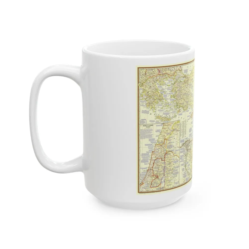 Middle East - Lands of the Bible Today (1956) (Map) White Coffee Mug-Go Mug Yourself