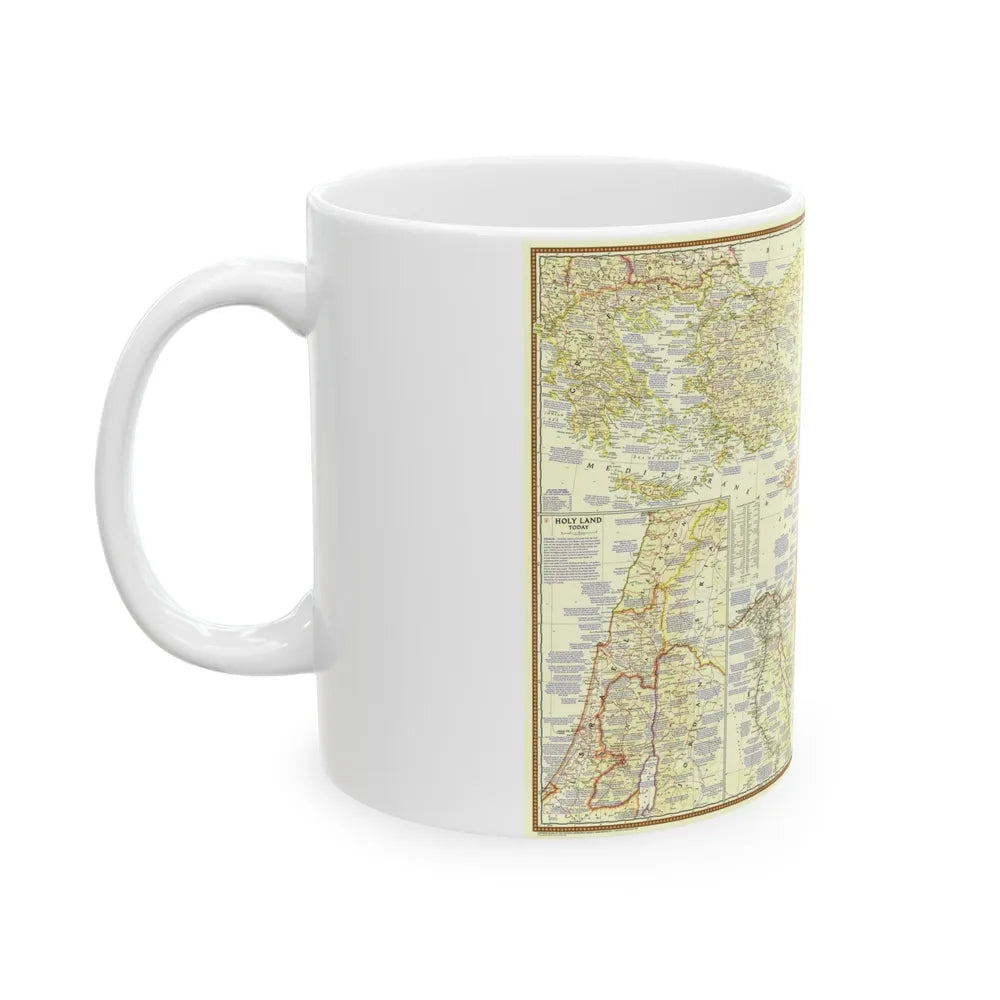 Middle East - Lands of the Bible Today (1956) (Map) White Coffee Mug-Go Mug Yourself