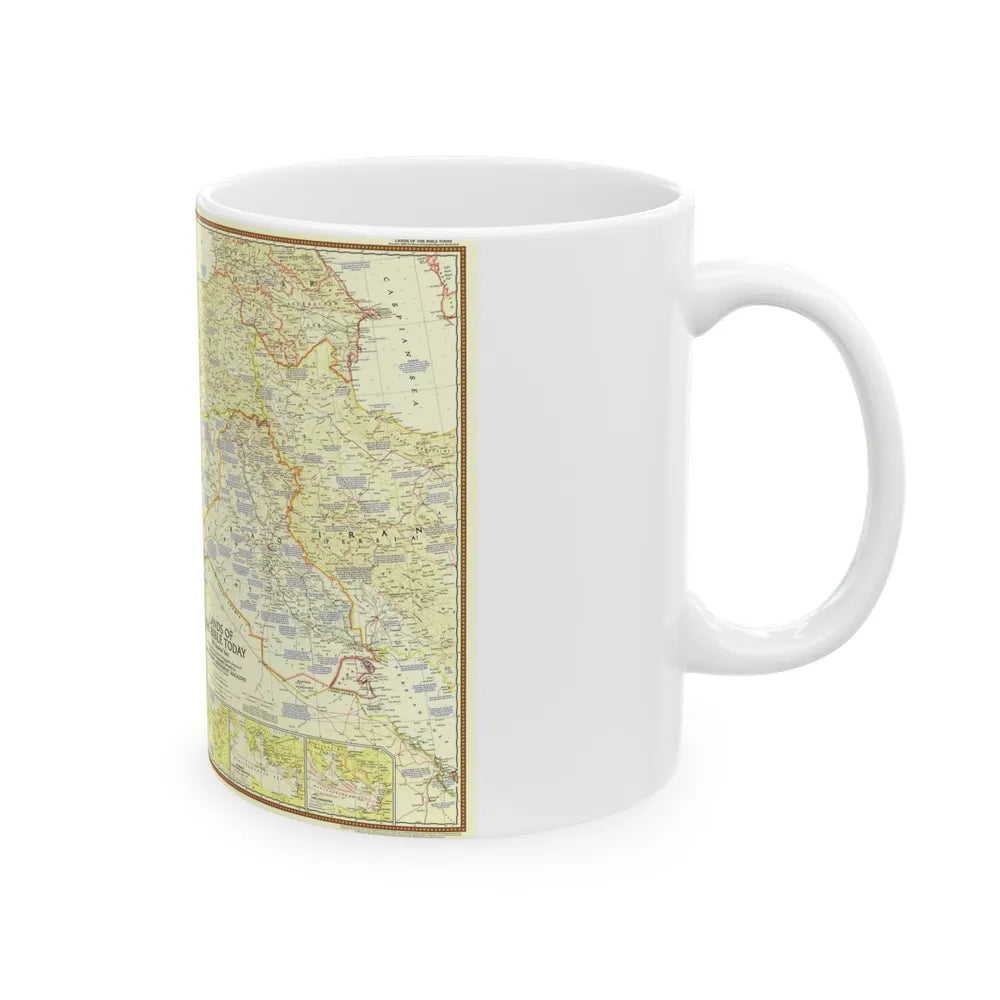 Middle East - Lands of the Bible Today (1956) (Map) White Coffee Mug-Go Mug Yourself