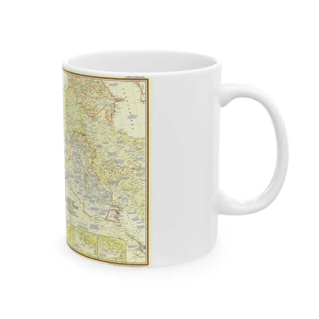Middle East - Lands of the Bible Today (1956) (Map) White Coffee Mug - Go Mug Yourself