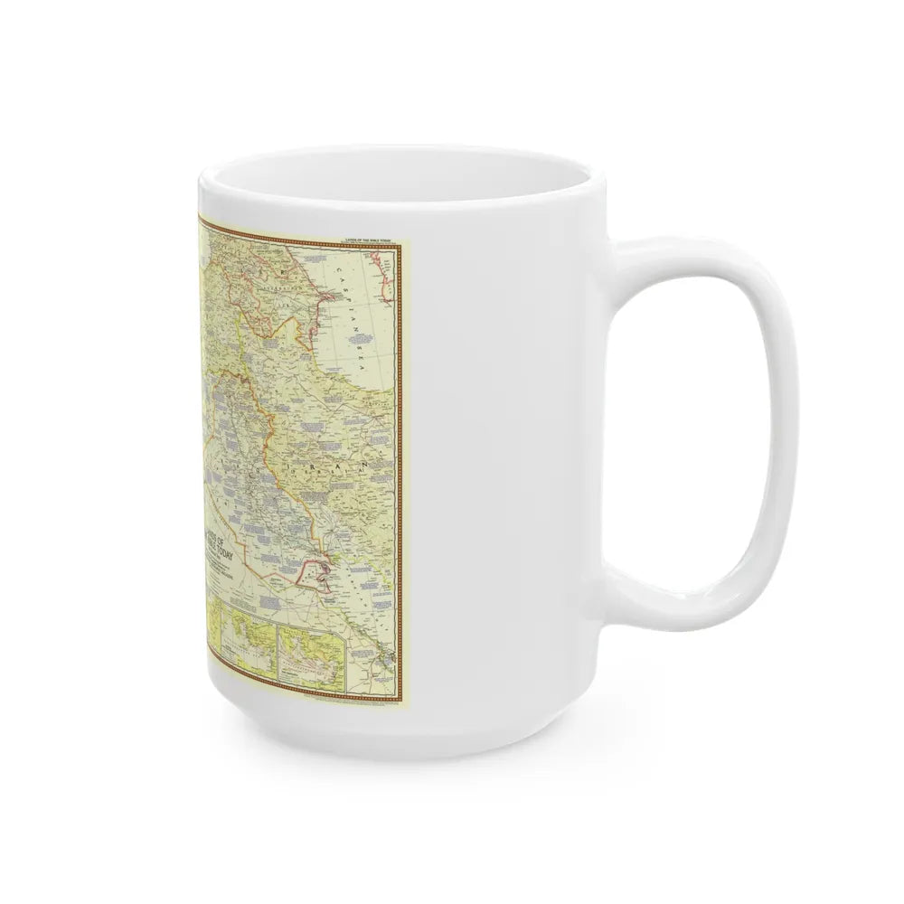 Middle East - Lands of the Bible Today (1956) (Map) White Coffee Mug-Go Mug Yourself