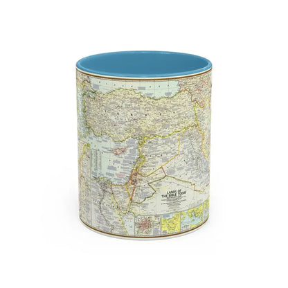Middle East - Lands of the Bible Today (1967) (Map) Accent Coffee Mug 11oz Light Blue - Go Mug Yourself