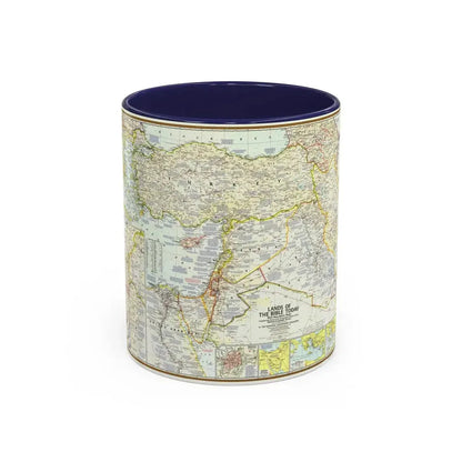Middle East - Lands of the Bible Today (1967) (Map) Accent Coffee Mug 11oz Navy - Go Mug Yourself